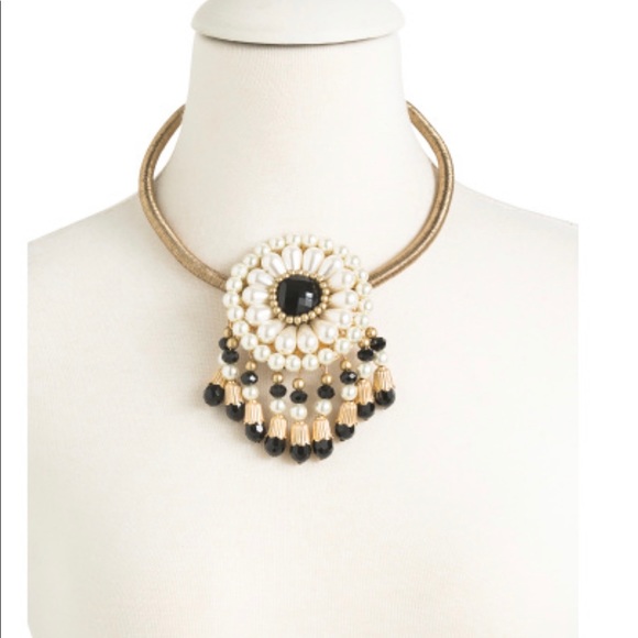 Gardenia Jewelry - Bronze Collar Pearls and Crystal Fringes